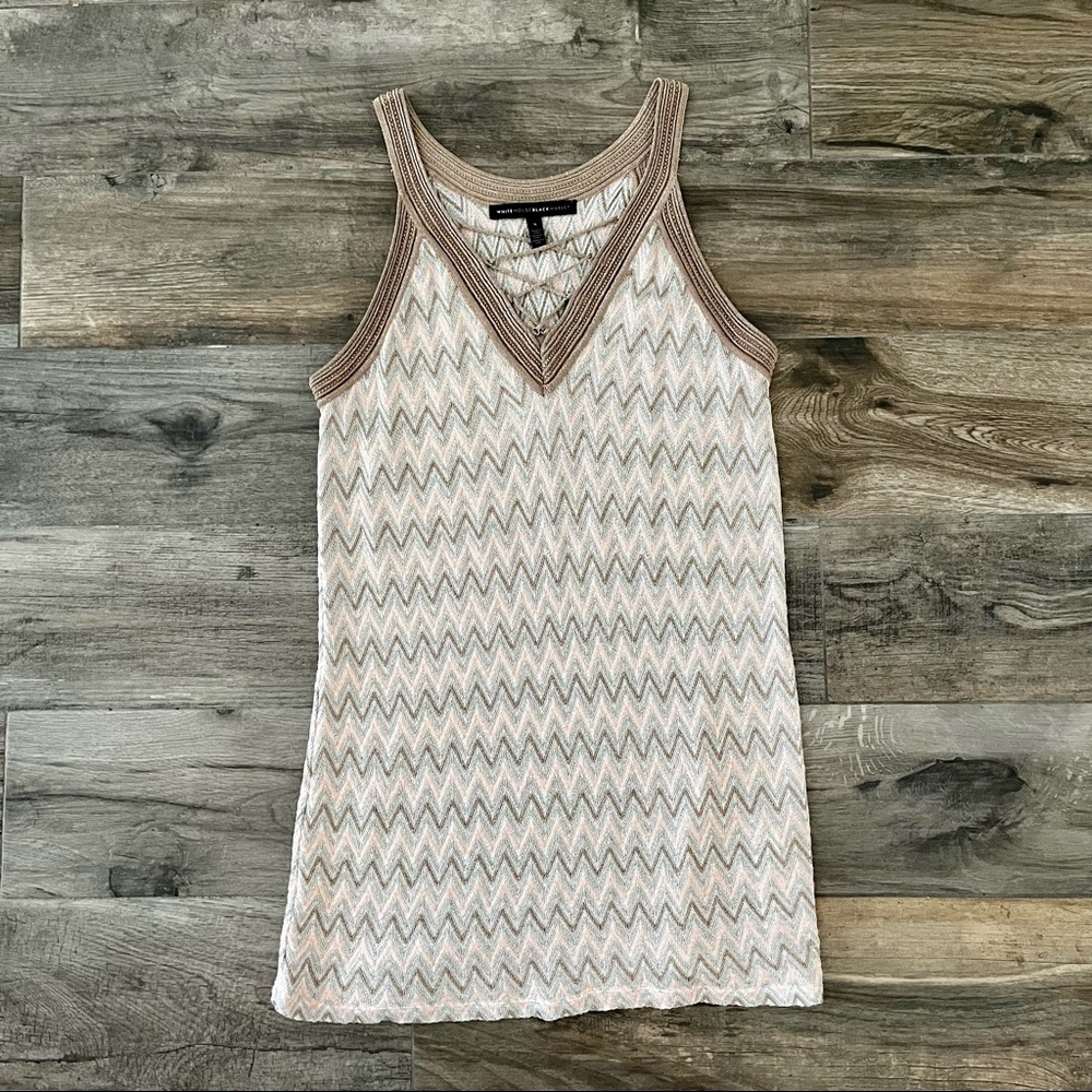 White House Black Market Chevron crochet tank size S